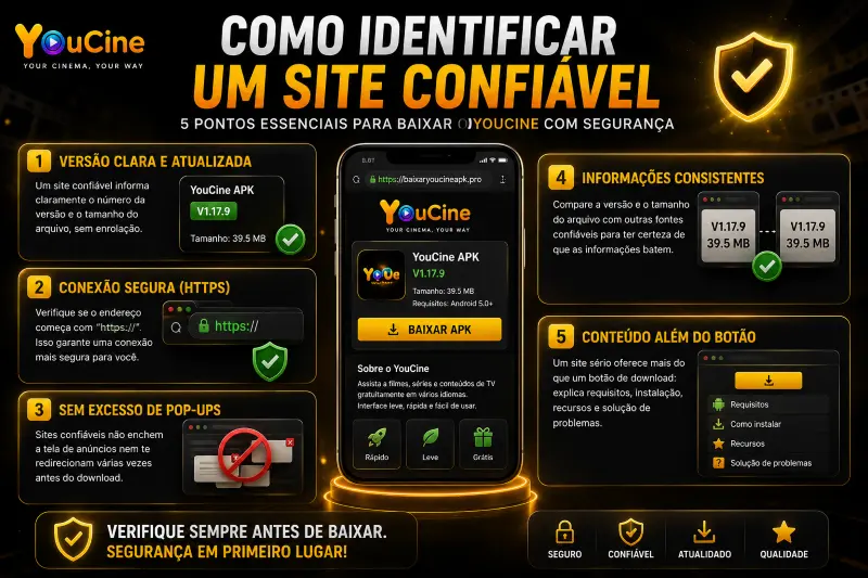 5 dicas para identificar um site confiável do YouCine.